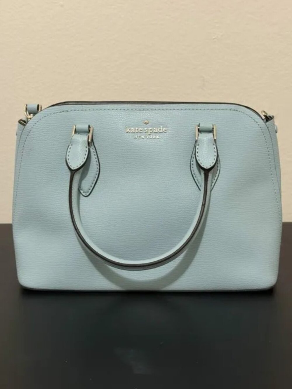 Kate Spade Small Darcy Satchel Cloud Mist Pebbled Leather Shoulder Bag Purse